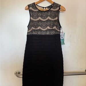 Scarlett Black and Cream‎ Lace Midi Dress